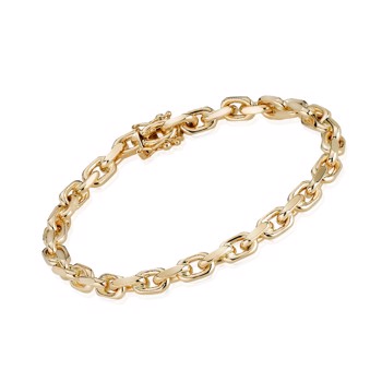 14 kt Anker Facet Guld armbånd, bredde 5,0 mm (tråd 1,7 mm) og 23 cm